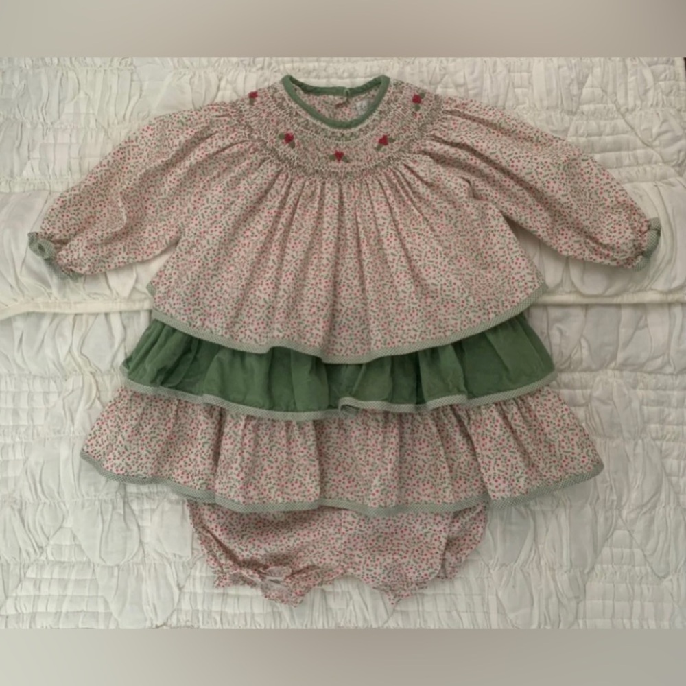Petit Ami 3 Tier Floral Ruffle Dress with Bloomers
